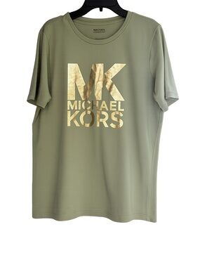 Michael Kors Olive Green Crewneck Tee with Navy Logo